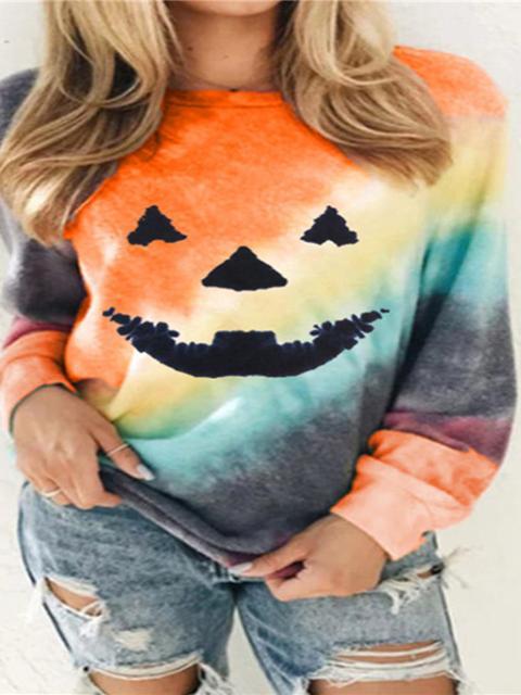 Halloween Pumpkin Pattern Gradient Top