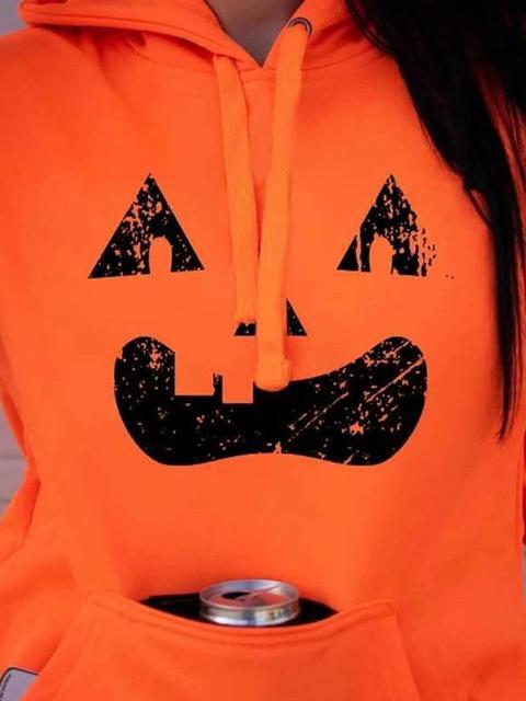 Halloween Fun Pumpkin Print Hoodie