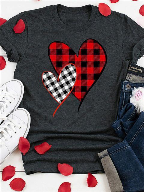 Heart-shaped Print Short Sleeve T-shirt