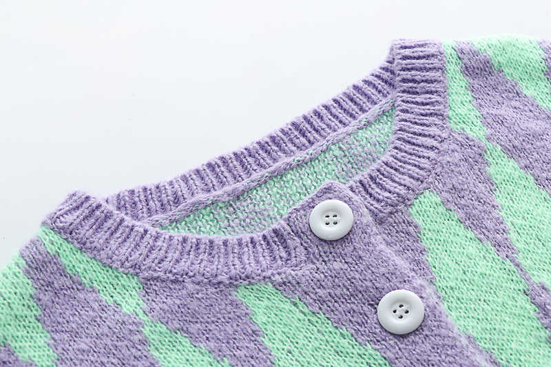 Button Up Tie Dye Knit Long Sleeve Sweater