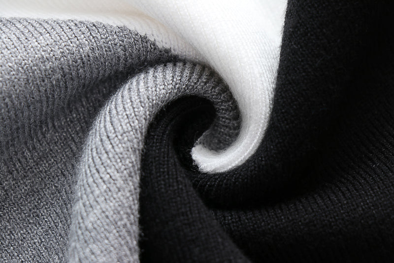 Turtleneck Long Sleeve Knit Color Block Sweater