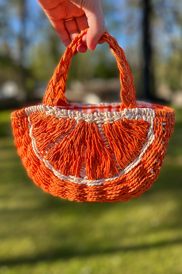 Watermelon Orange Straw Tote Bag