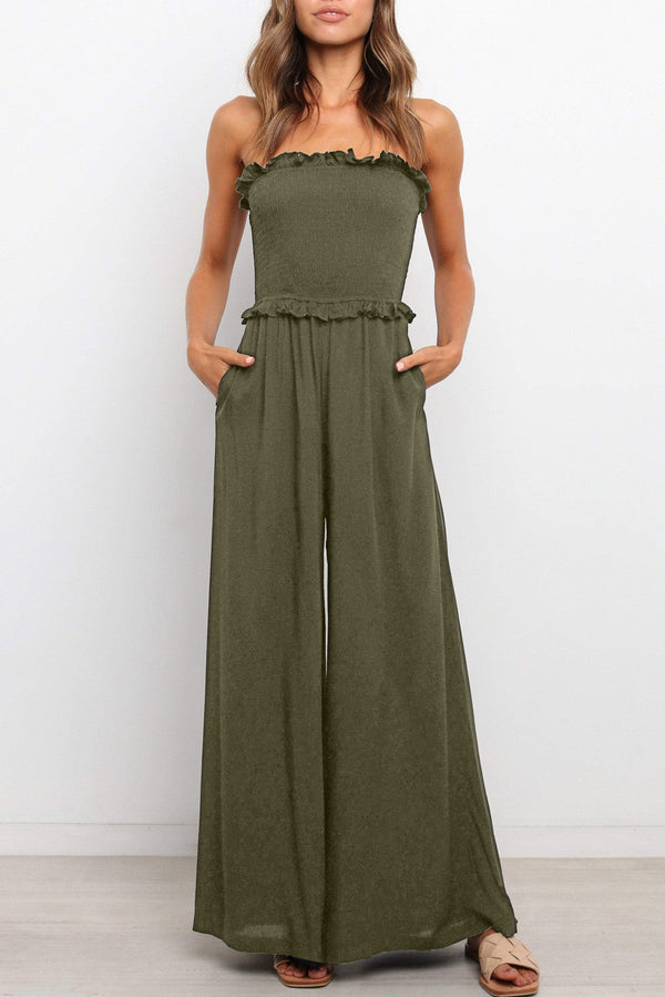 Strapless Shirred Bodice Jumpsuits
