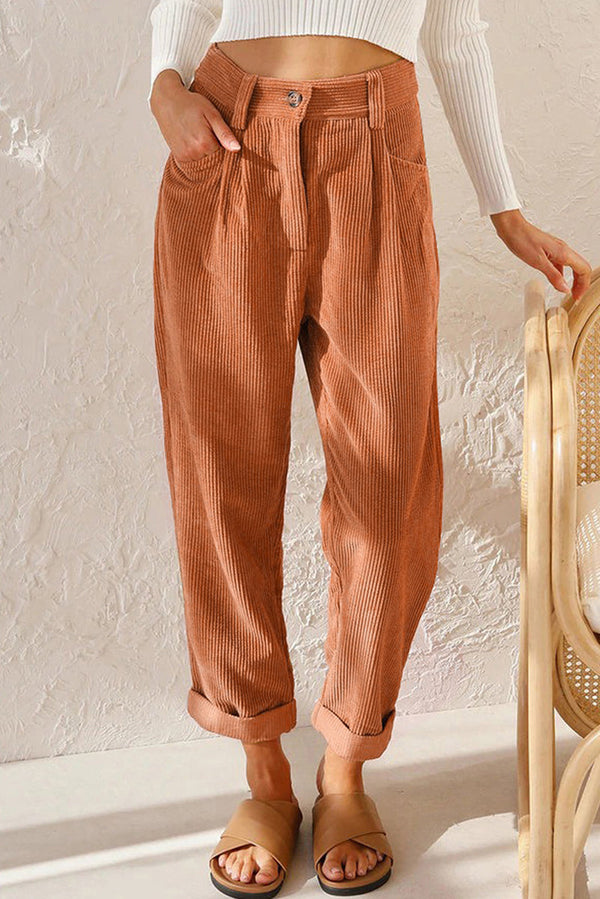 High Waisted Baggy Corduroy Pant