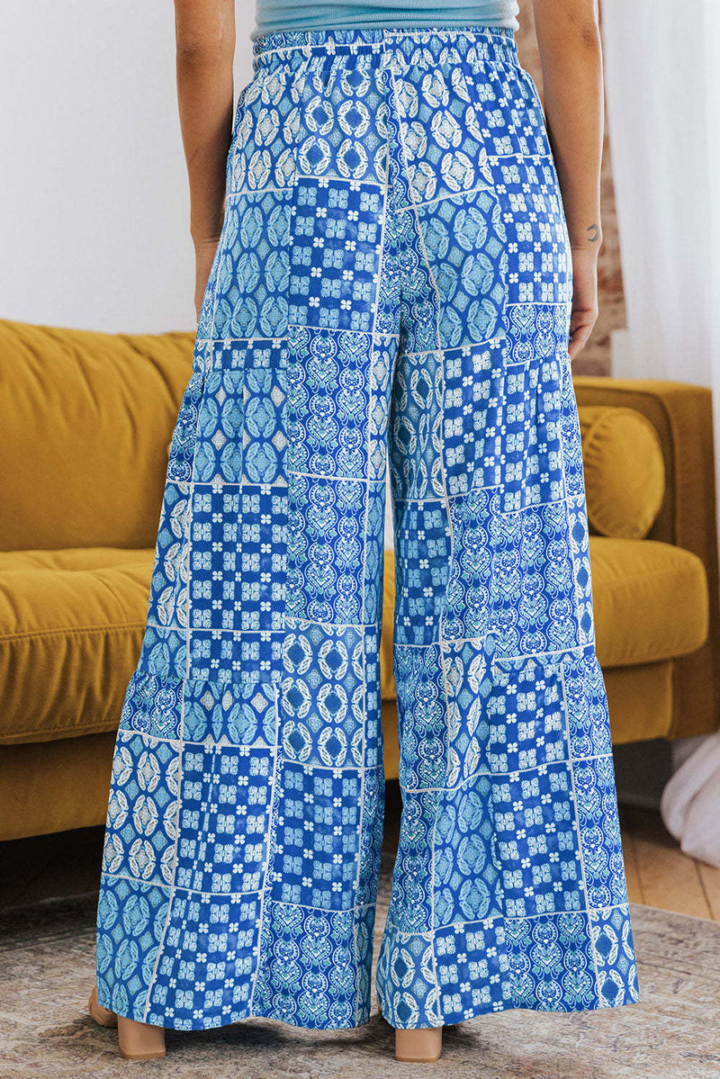 Casual Drawstring Printed High Waist Loose Pant