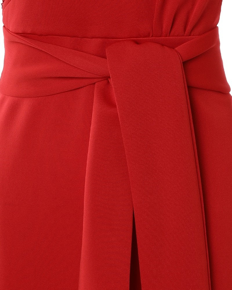 Side Split Strap Sleeveless Solid Color Midi Dress
