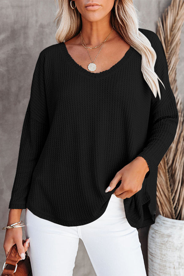 Between Us Thermal Waffle Knit Top