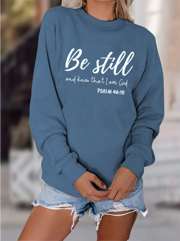 Letter Print Long Sleeve O-Neck Loose Sweatshirt