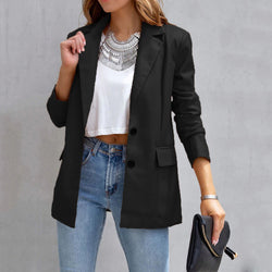 Fashion Bend Down Collar Double Pocket Jacket