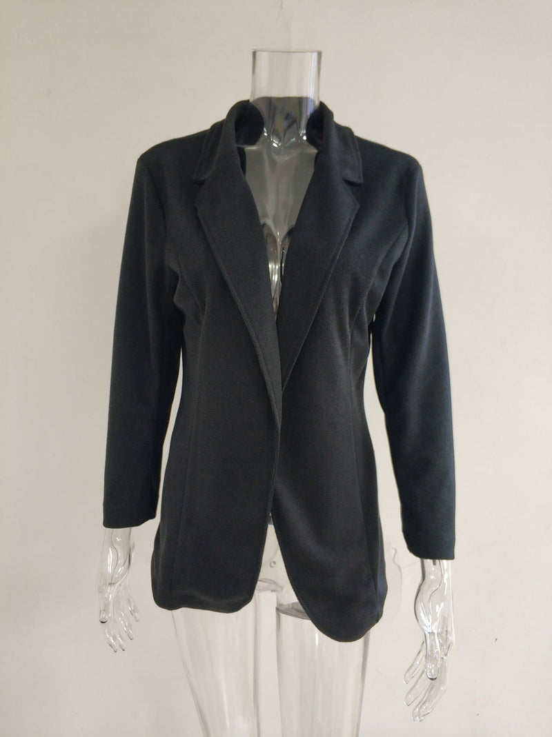 Lapel Collar Blazer Open Front Cardigan Coat