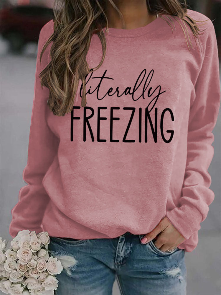 Freezing Print Round Neck Sweatshirt