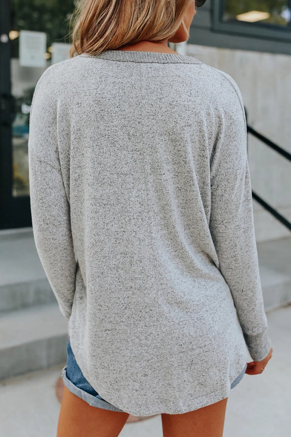 Soft Brushed V Neck Henley Top