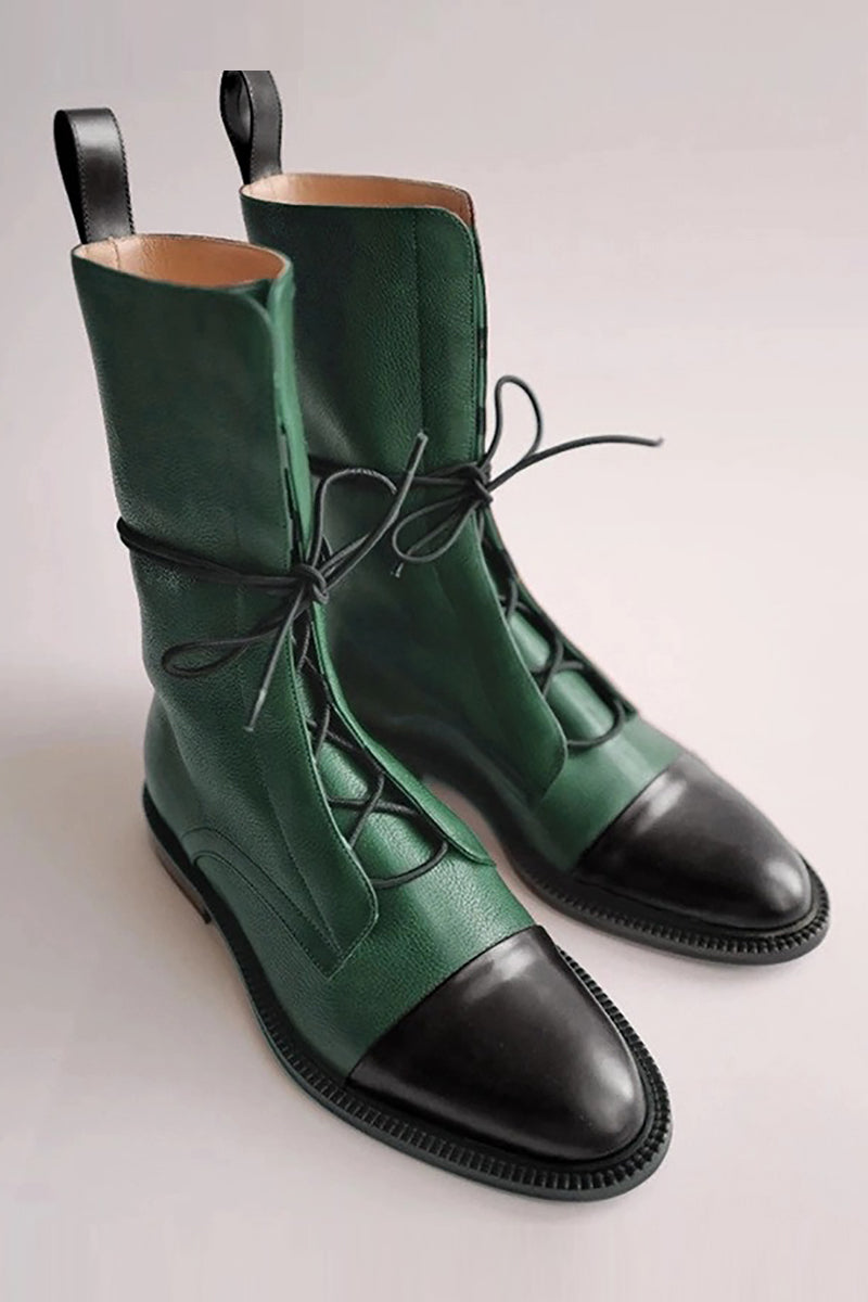 Round Toe Lace Up Martin Boots