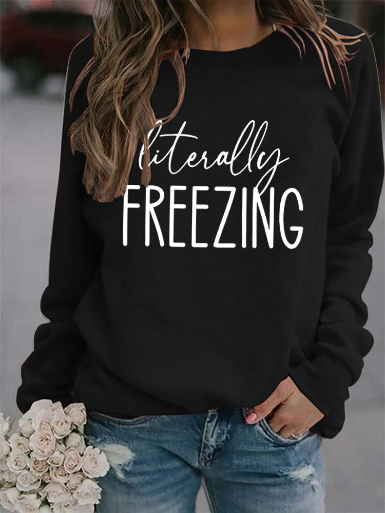 Freezing Print Round Neck Sweatshirt