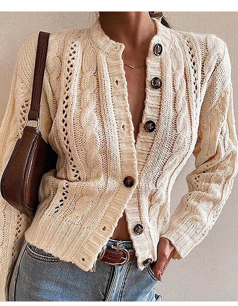 Casual Cable Knit Button Down Sweater