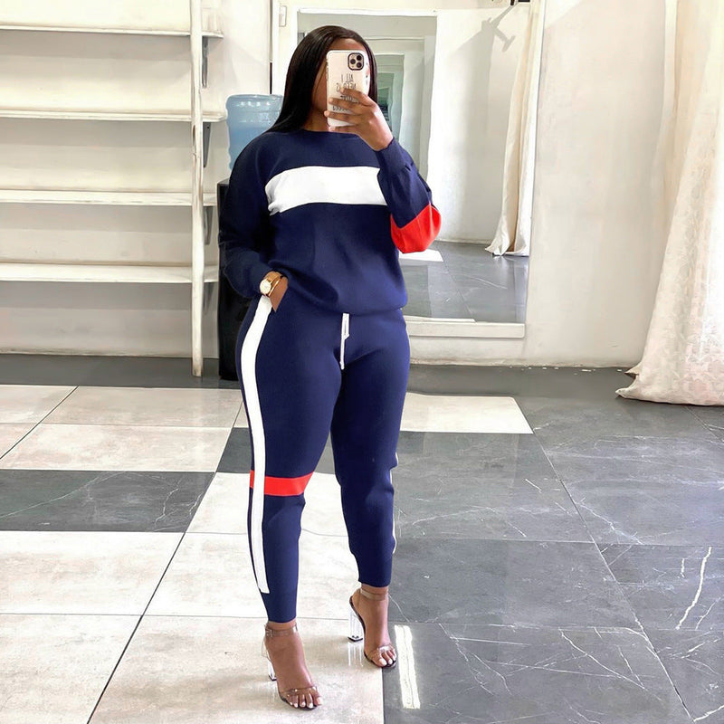 Casual Two Piece Top Draw String Pants Sweatsuit Set