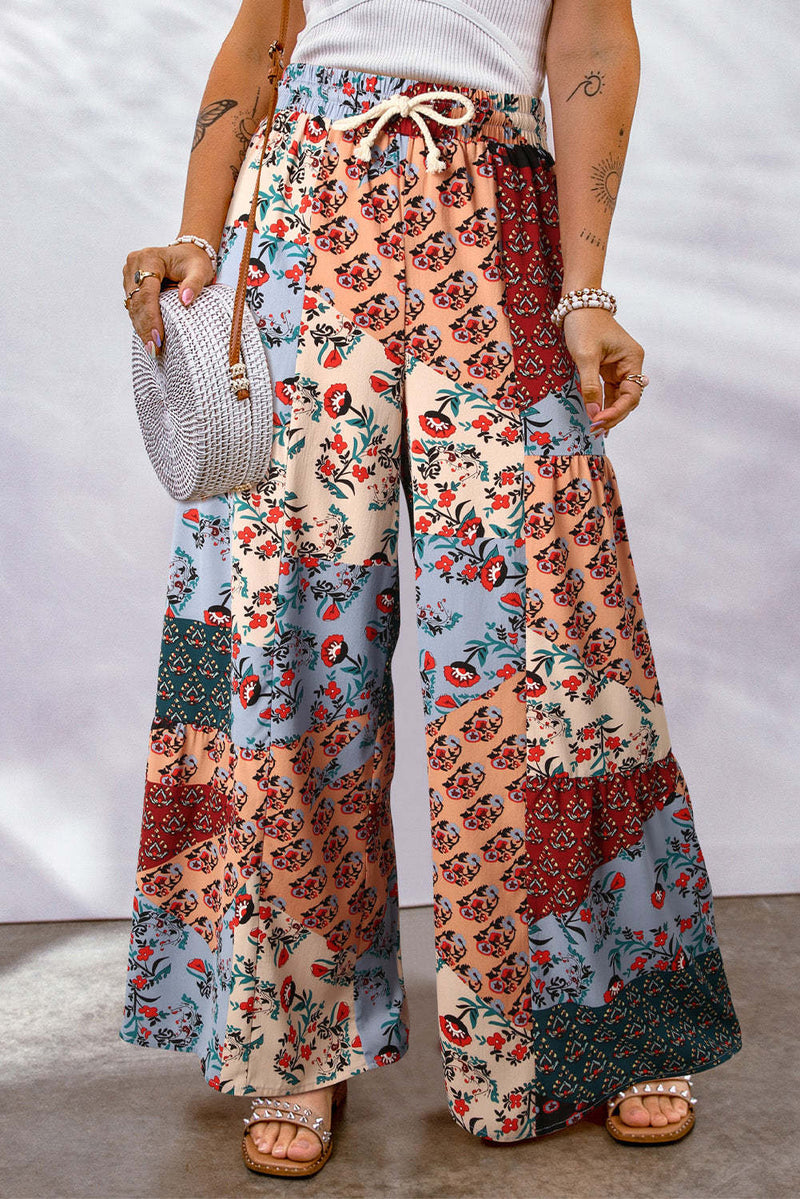 Casual Drawstring Printed High Waist Loose Pant