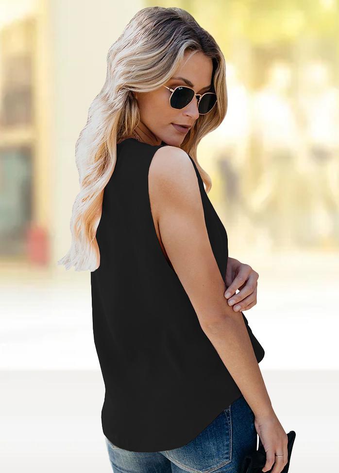 V Neck Sleeveless Solid Color T-shirt