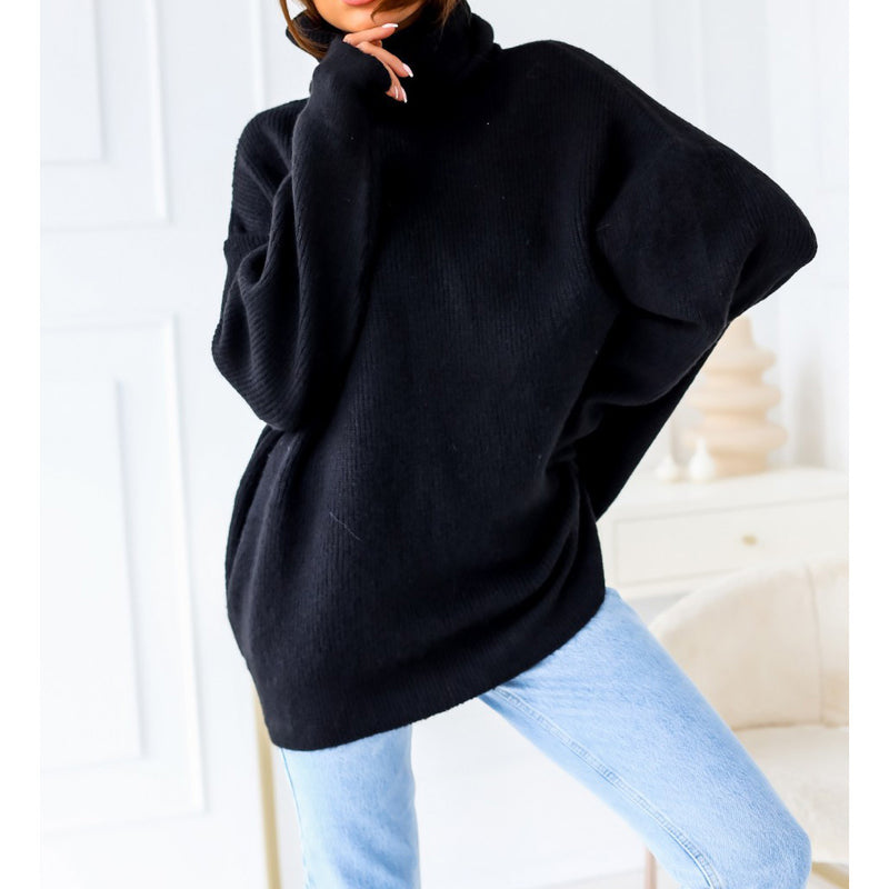 Turttleneck Long Sleeve Loose Knitted Sweater Mini Dress