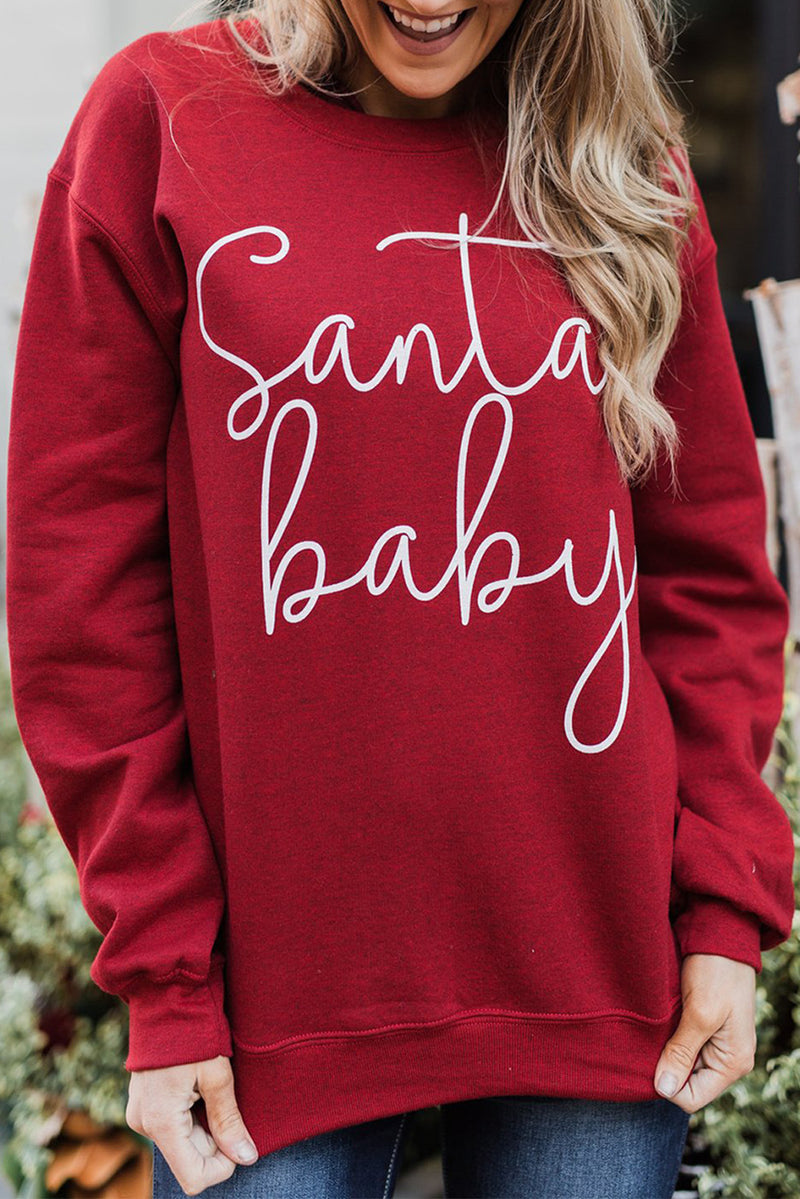 Santa Baby Printed Round Neck Sweatshirt
