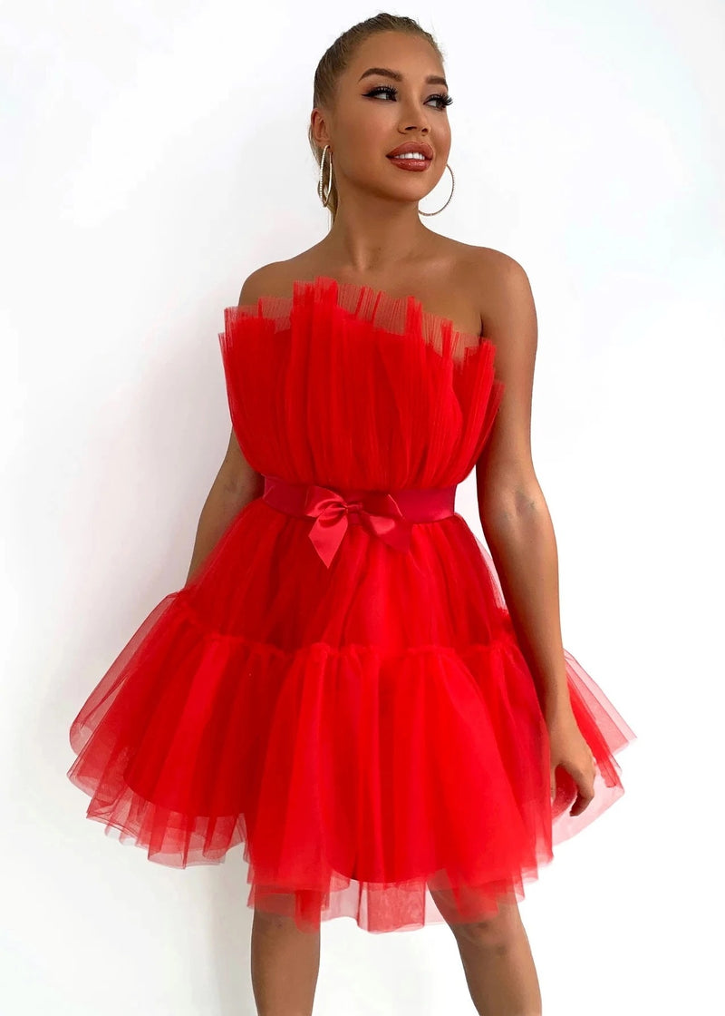 Sexy Sleeveless Off Shoulder Solid Color Mini Doll Dress