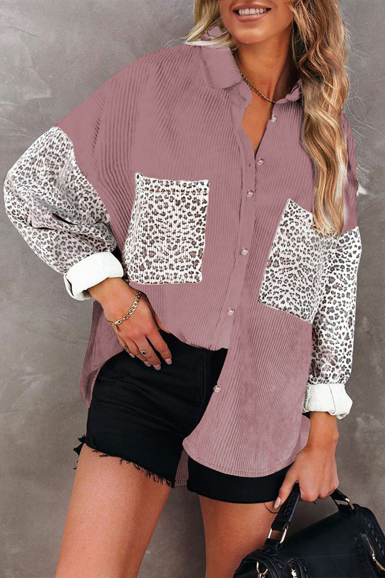 Turn Down Collar Button Pocketed Long Sleeve Shirt