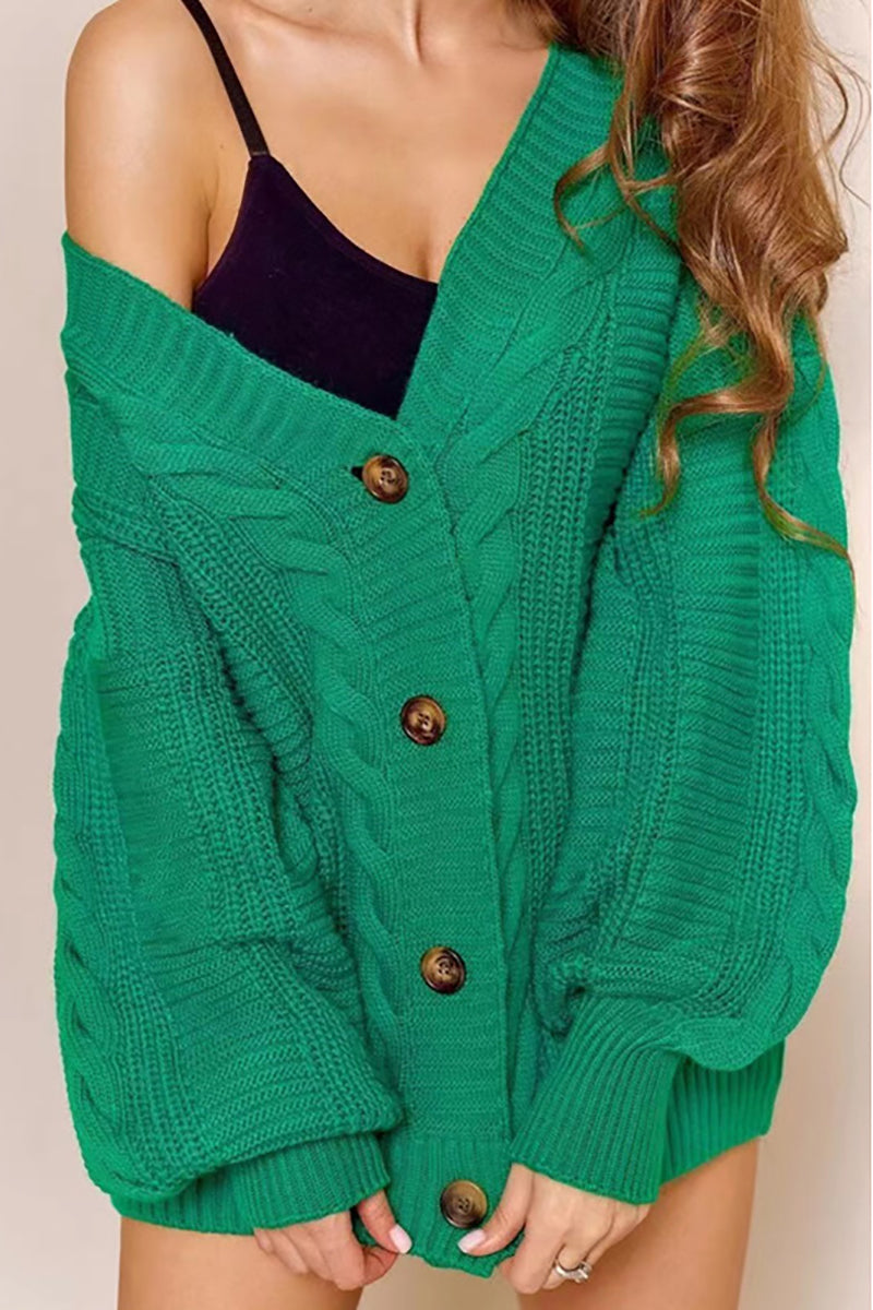 Button Front Cable Knit Cardigans