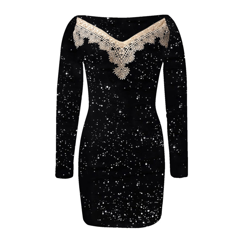 Off Shoulder Long Sleeve Bodycon Sequins Mini Dress