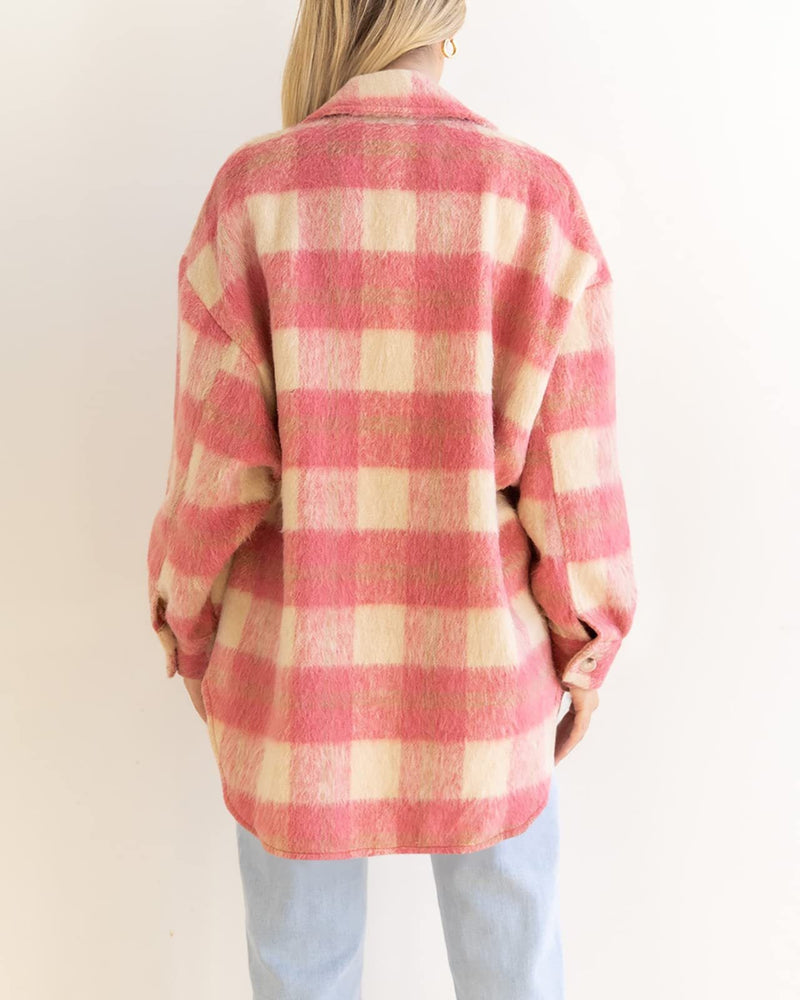 Button Down Long Sleeve Plaid Cardigan Outerwear