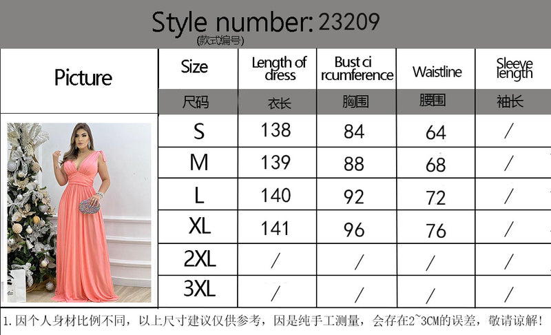 Elegant V-Neck Sleeveless Pleated Solid Maxi Dress