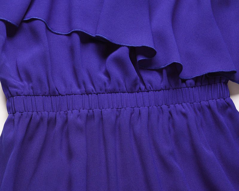 One Shoulder Hollow Slit Long Solid Color Maxi Dress