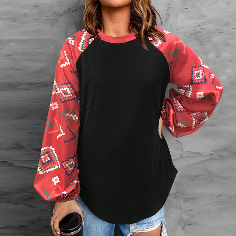 Casual O-Neck Long Sleeve Loose Blouse Top