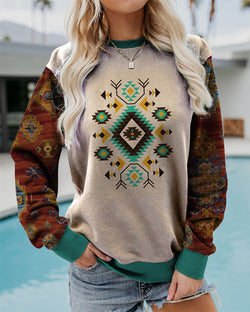 Casual O-Neck Long Sleeve Print Sweatshirt