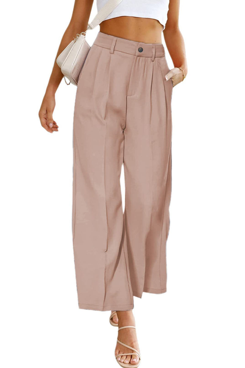 Fashion High Waist Loose Solid Color Pocketed Pant