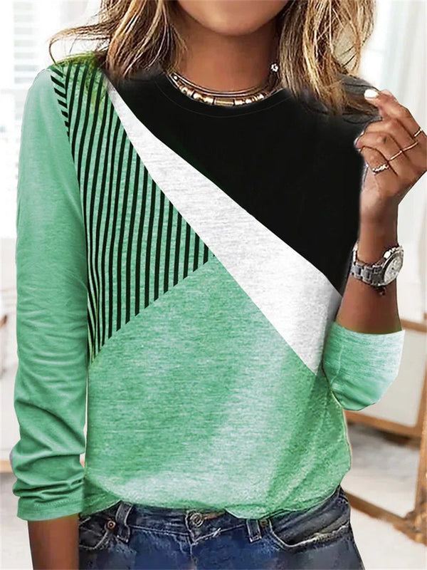 Casual Round Neck Long Sleeve Blouse Top