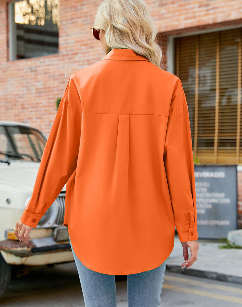 Turn Down Collar Long Sleeve Buttoned Solid Cardigan Shirt