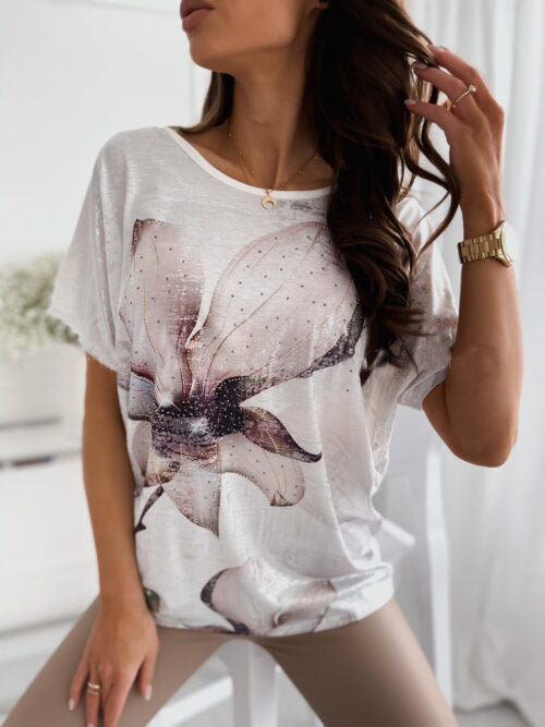 Short Sleeve Round Neck Floral T-Shirt Top