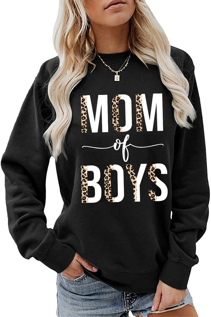 Casual Crew Neck Mom of Boys Printed Sweatshirt