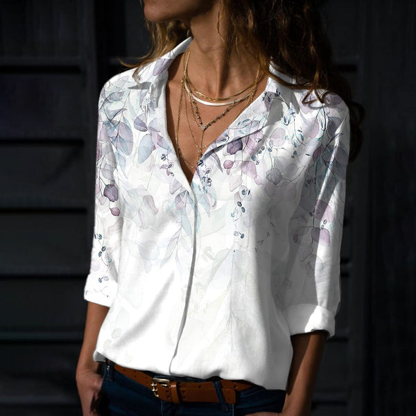 Button Down Long Sleeve Floral Top