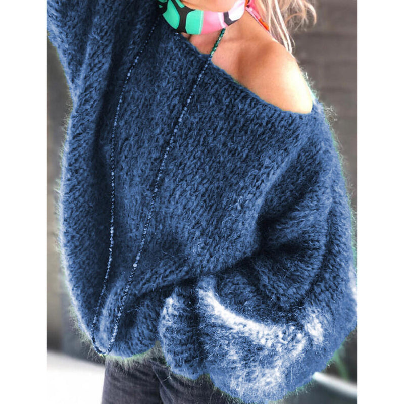 Off Shoulder Cable Knit Oversized Sweater