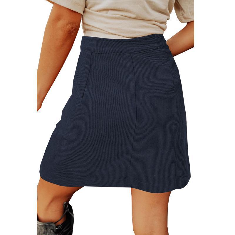 Button Down Double Front Pocket Mini Skirt