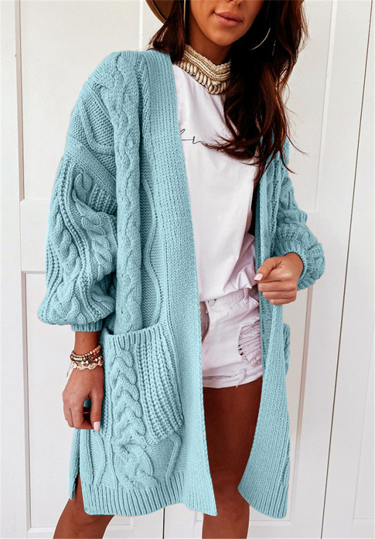 Cable Knit Long Open Front Oversize Sweater Outerwear