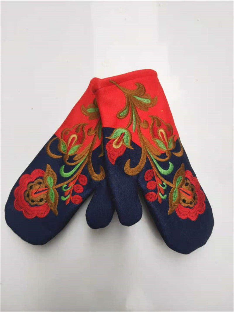 Floral Warm Winter Gloves