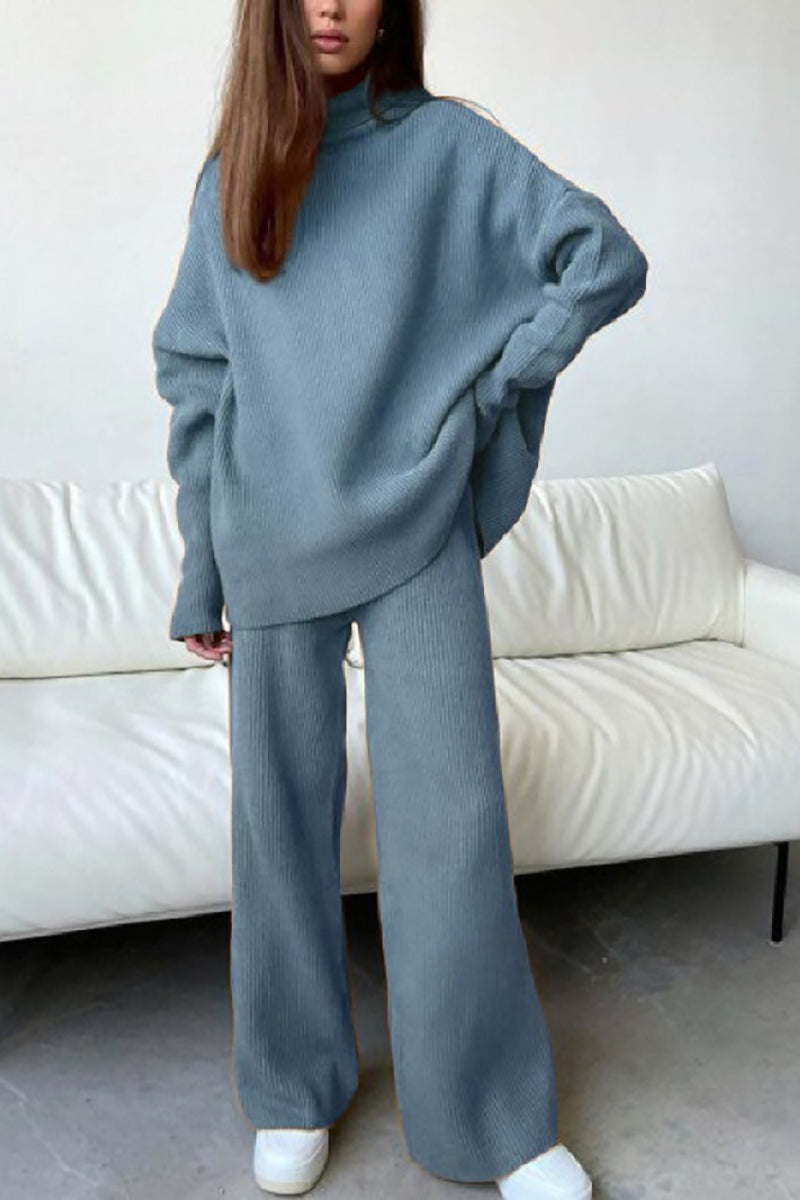 Keep Loungin High Collar Sweater Pants Set