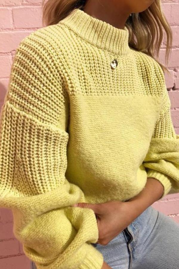 Casual Stitching Crew Neck Sweater