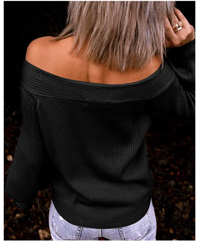 Off The Shoulder Long Sleeve Oversized Kni Sweater