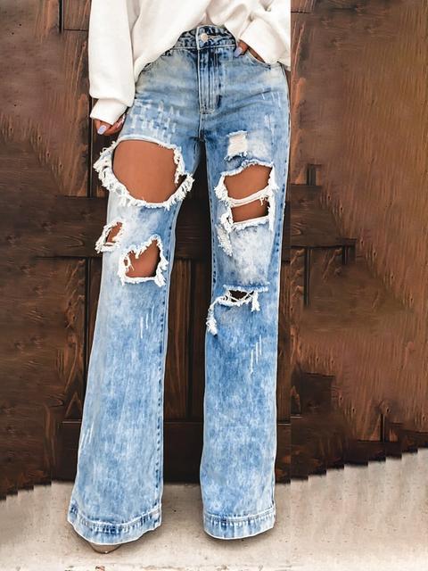 Ripped Wide-leg Trouser Jeans – Landing Closet