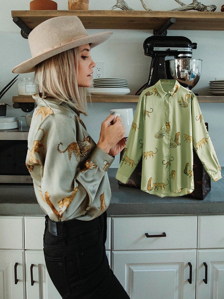 Women's Long Sleeve Printed Vintage Shirt