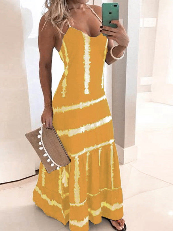 Women's Dresses Sling Stripe Print Sleeveless Fitted Dress