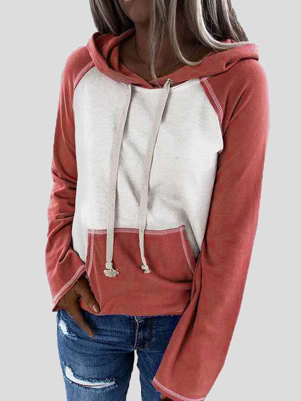 Women's Hoodies Colorblock Pocket Long Sleeve Casual Hoody